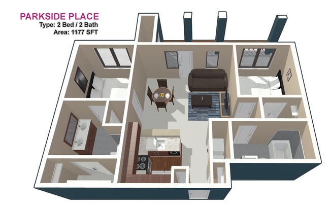 2 BED / 2 BATH - Parkside Place