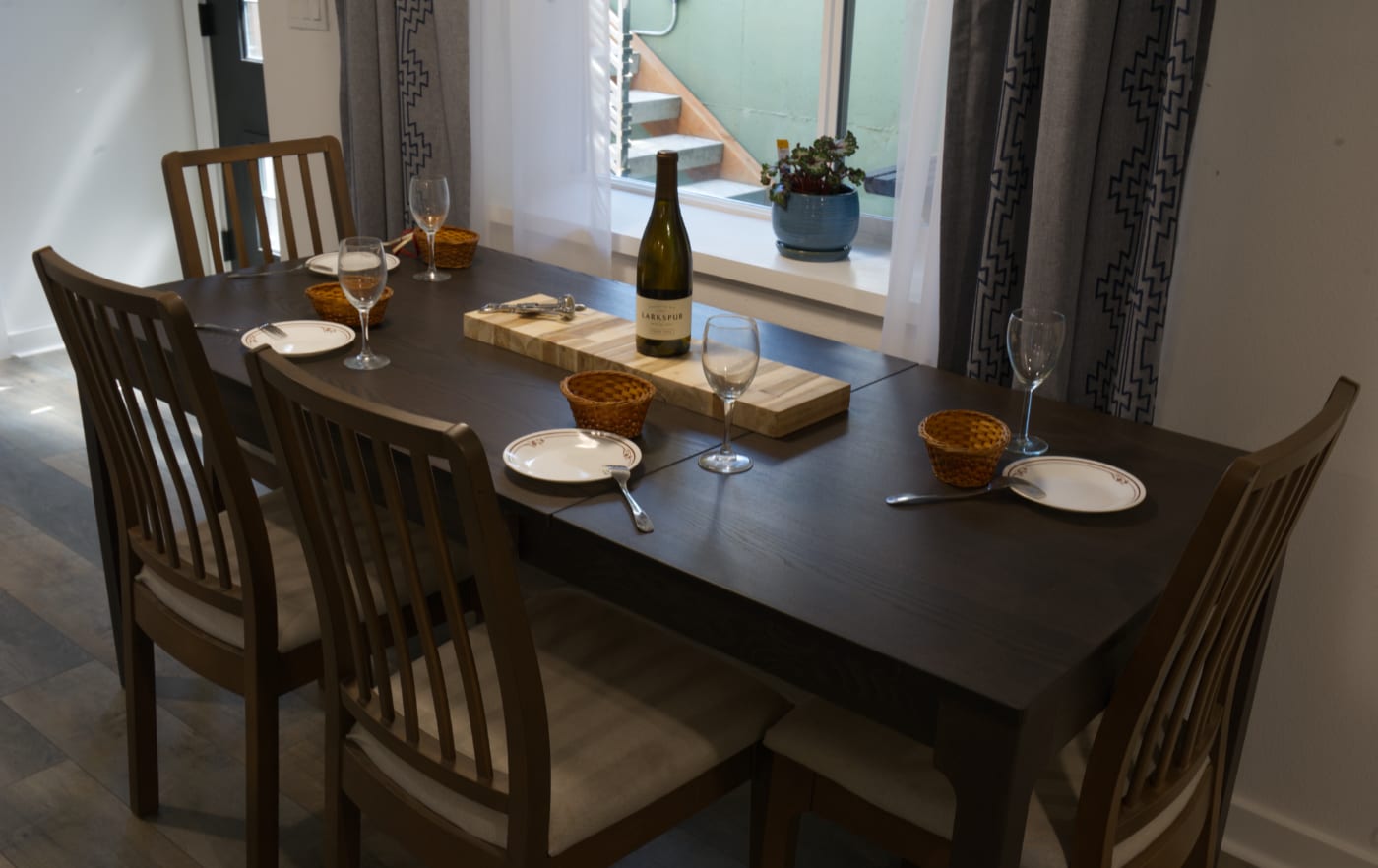 Dining table can be reduced to seat four or opened to seat six. Each parlor has private dining if de - 4157 SE Brooklyn St