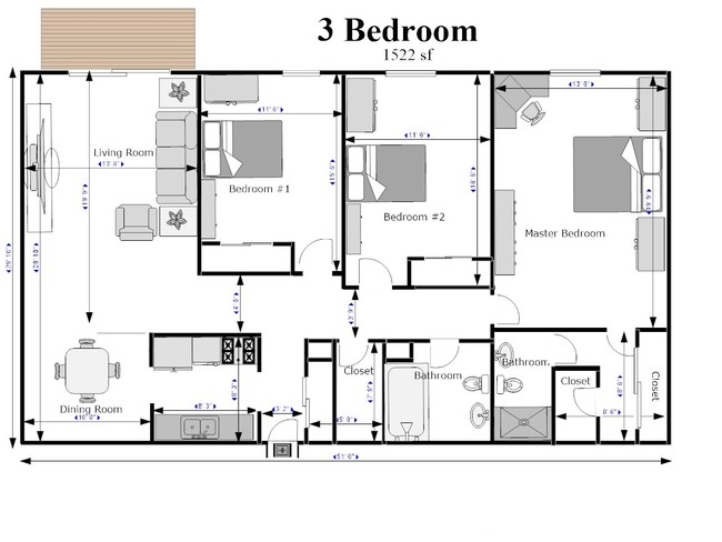 3BR/2BA - Country Club Manor Apartments