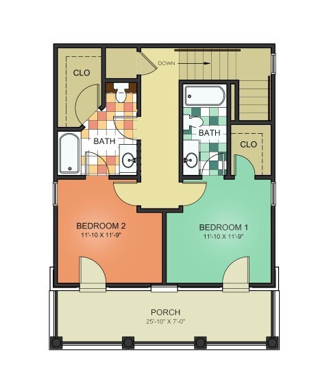 2 bed \ 2 bath house top floor - The Bungalows of Auburn Village