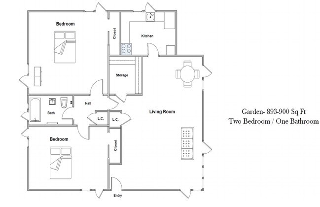 Garden Two Bedroom/ One Bathroom - University Park