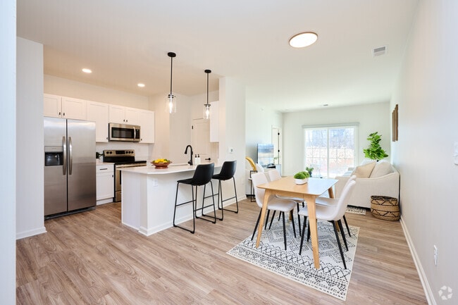 Floor Plan A - 2 BR, 2 BA - 1100 SF. Dining room. - Genesee Pointe Apartments