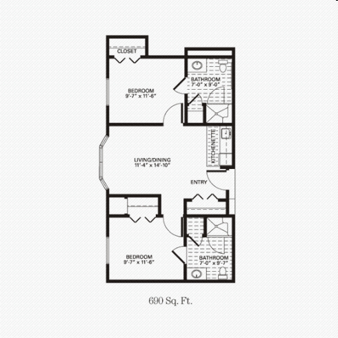 2BR/2BA - Trinity Courtyard