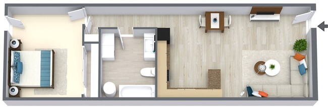 Airstream - Level 1 - 3D Floor Plan (1) - 20 East Apartments