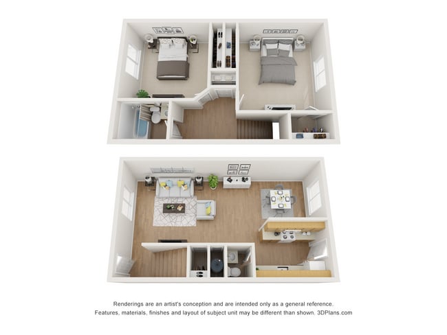 Daron Village_2Bd TH_1FL Combined.jpg - Vue at Harwell Apartments