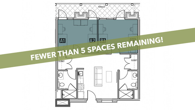 2x2 B Double Balcony - Fewer Than 5 Spaces Remaining! - Student | Icon