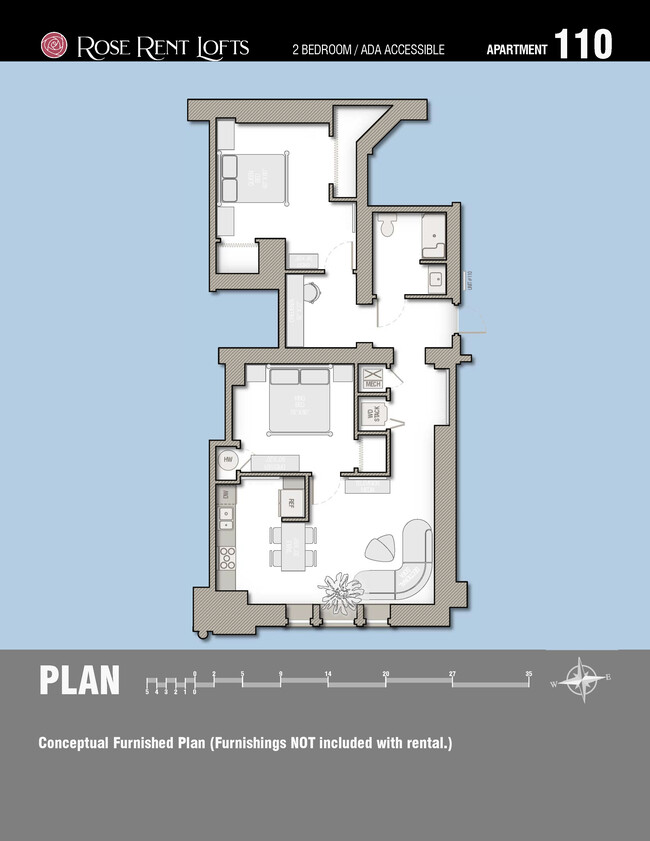 Plan - ADA Accessible (with furniture) - Rose Rent Lofts