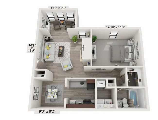 1x1 870 Sq Ft - Rise Silver Lake
