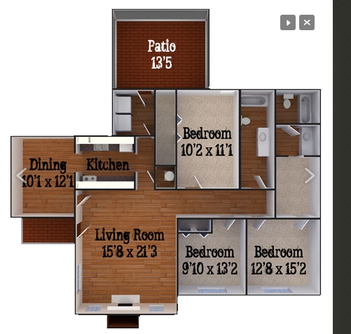 Three Bedroom Flat - Greenbriar and Hawthorne Apartments