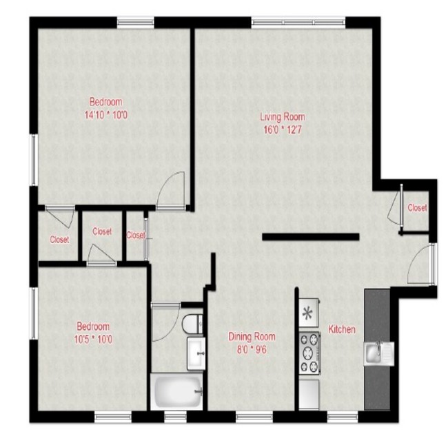 2BR/1BA - Shoreway Court Apartments