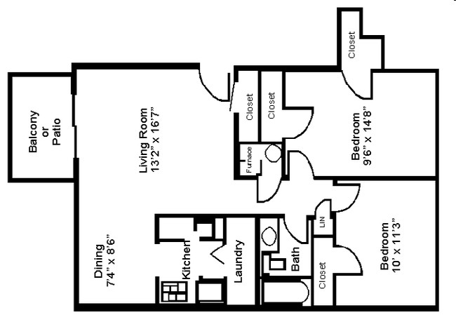 Hickory - 2 Bedroom, 1 Bath w/Balcony (W/D Conn.) - Montana Valley