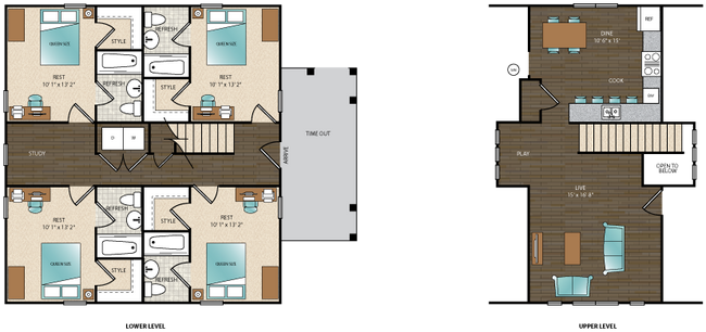 Explore this contemporary duplex design with spacious living areas and well-appointed bedrooms. - Arcadia on the River