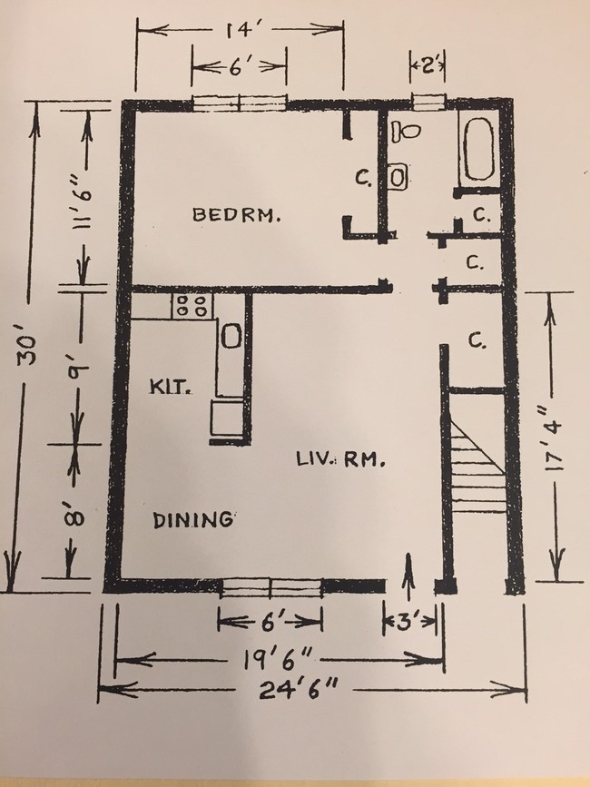 1 Bedroom Floorplan - The Cloverleaf