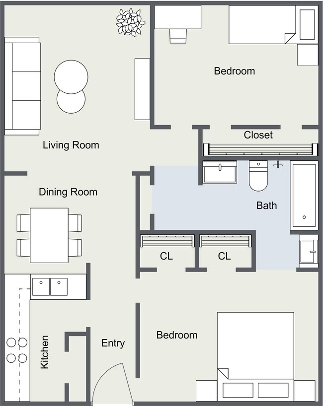 2 Bedrooms, 1 Bathroom - 8330 Carvel Apartments