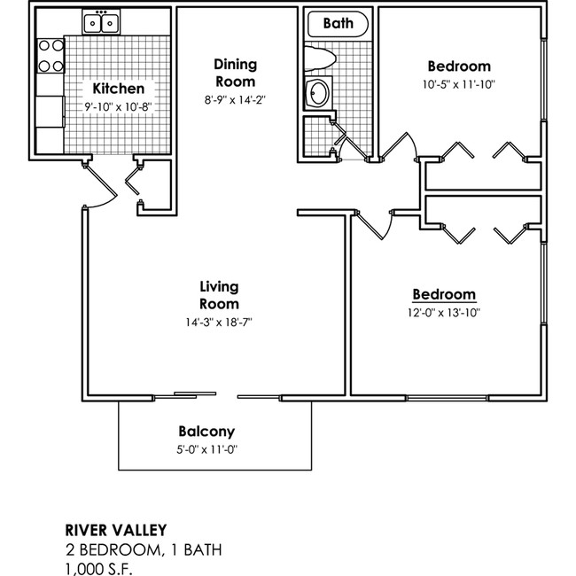 2BR/1BA - River Valley Manor Apartments