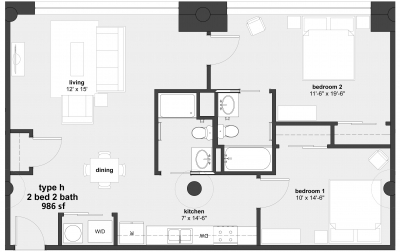 2BR/2BA - Temtor Lofts