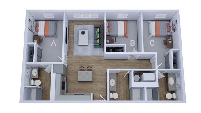C1: 3BD | 3BA | 796 SF - The Rowe