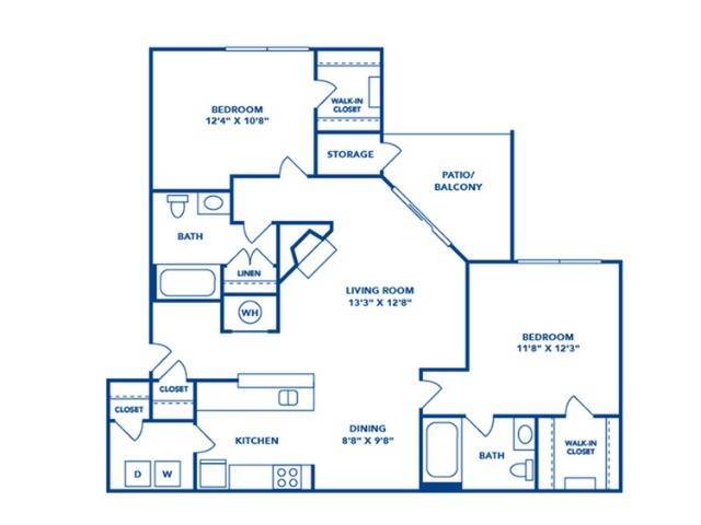 2 Bedroom | 2 Bath | 1052 SF - Harrison Place Apartments