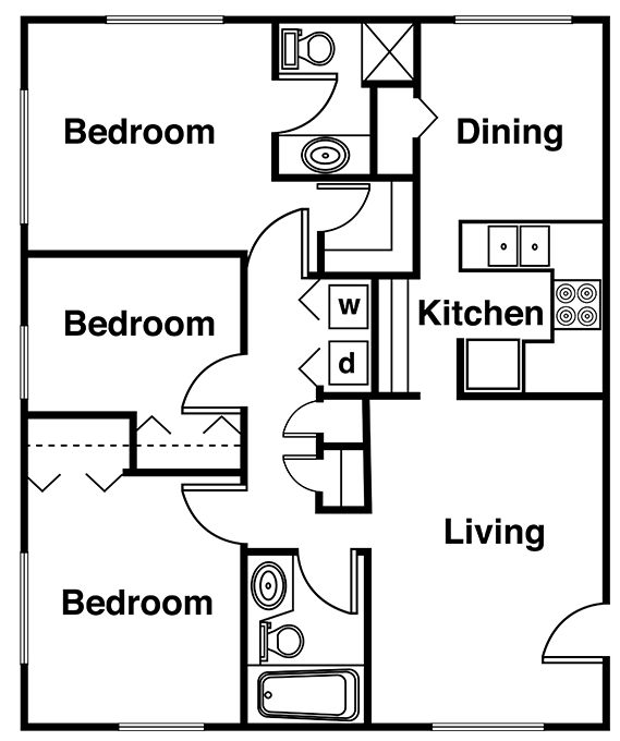 Three Bedroom, Two Bath - Shadowbrook