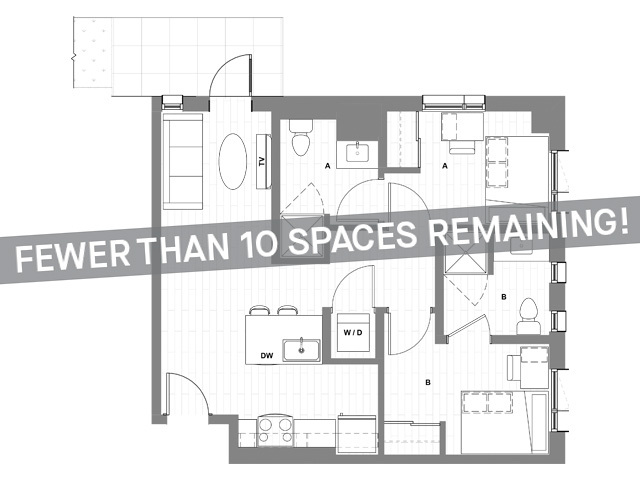 2x2 C Courtyard - Fewer than 10 Spaces Remaining! - HERE Seattle Student Apartments