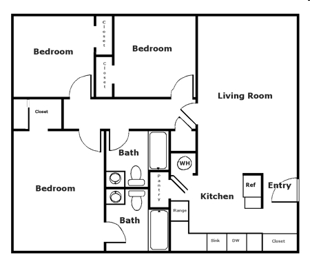 3BD/2BA - Millennium Apartments