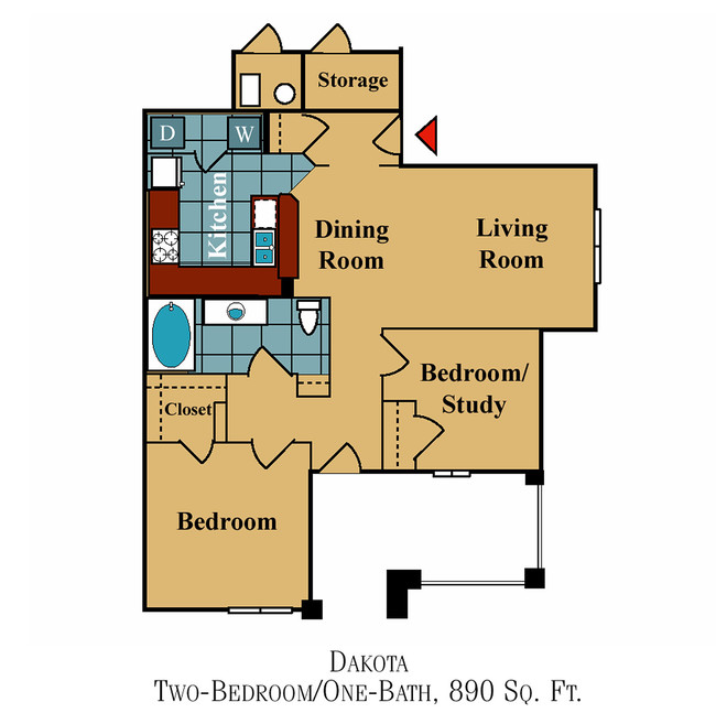 Dakota, Two-Bedroom/One-Bath, 800 SF - Ironstone at Stroh Ranch