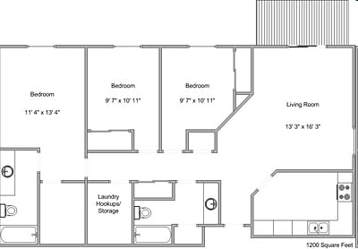 3BR/2BA - Park Place Apartment Community