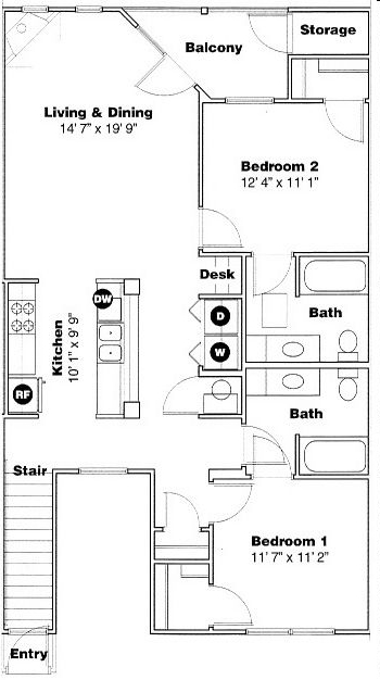 2BR/2BA - Lakeshore Apartments