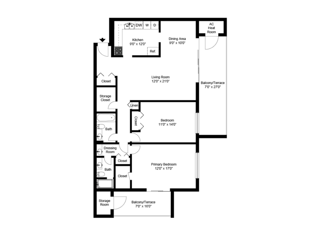 Two Bedroom Corner - Main Line Berwyn Apartments