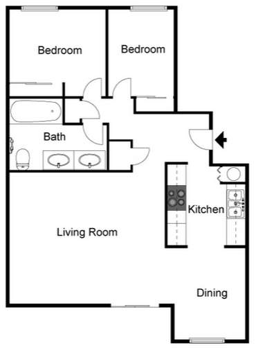 2BR/1BA - Courtyards at Cedar Hills