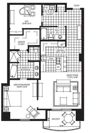 1BR/2BA - The Mark