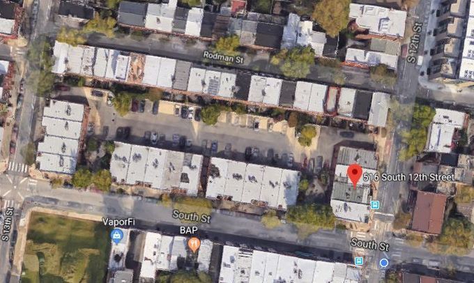 Here's a bird's eye view of our buildings, patios, and parking lot. - 516 S 12th St