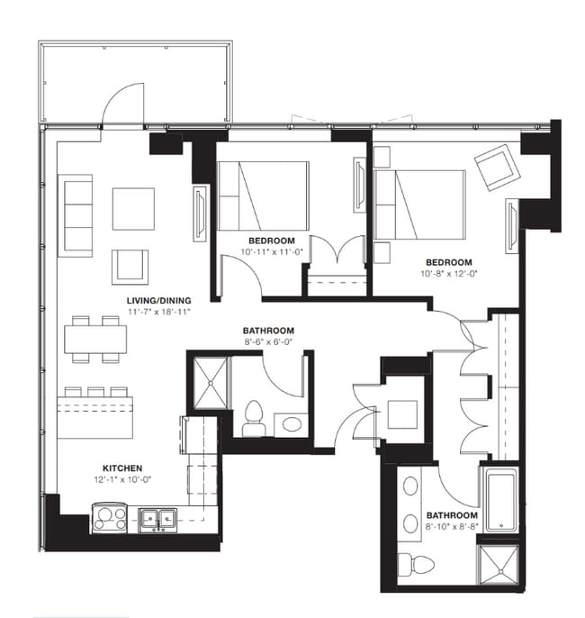 2D-2 Bed - E2 Apartments