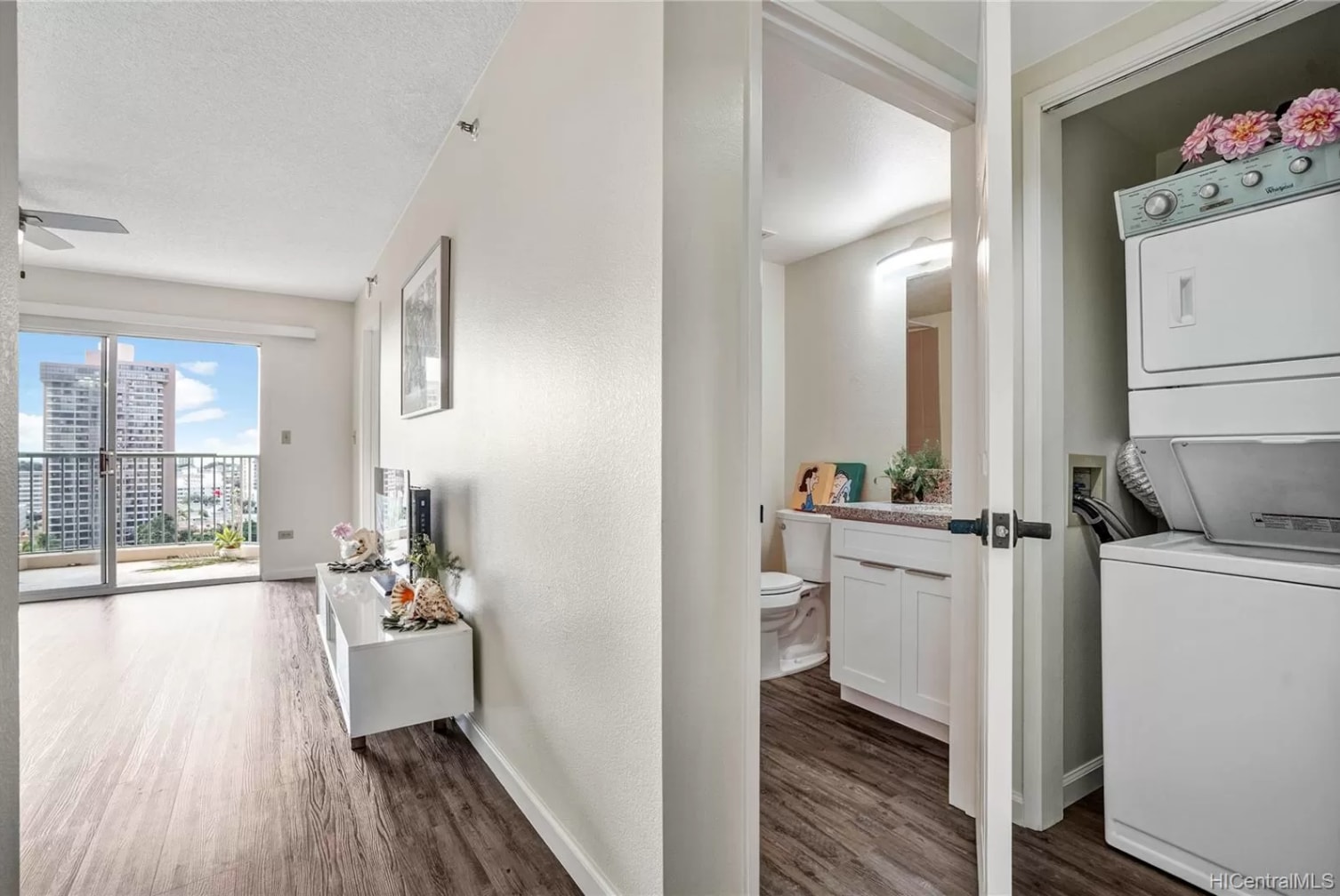From Kitchen looking at living room and guest bathroom - 3054 Ala Poha Plz