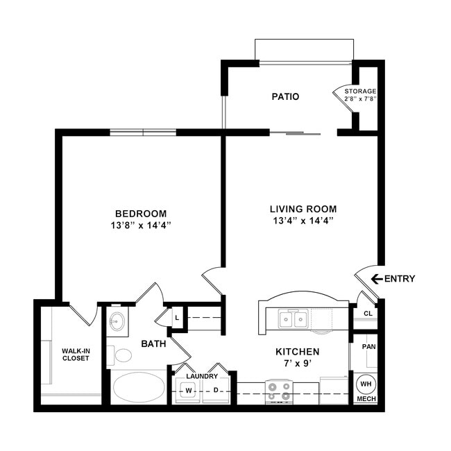 A1 Floor Plan W Dimensions - Eastland Trails Apartments