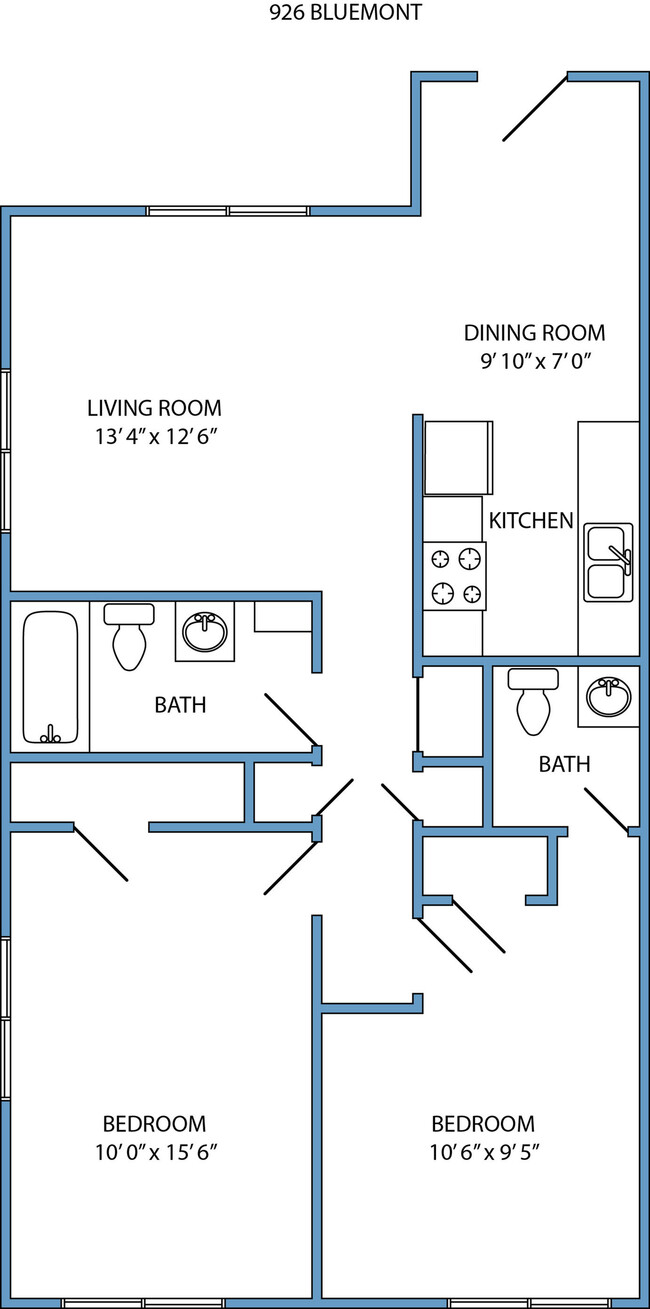 2-bed, 1.5 bath - 926 Bluemont