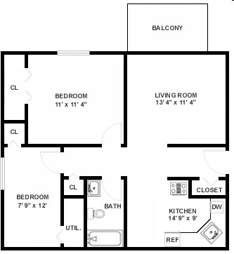 2BR/1BA - Paradise Lane Apartments