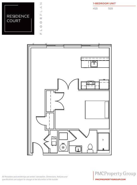 1-BEDROOM UNIT G - Residence Court