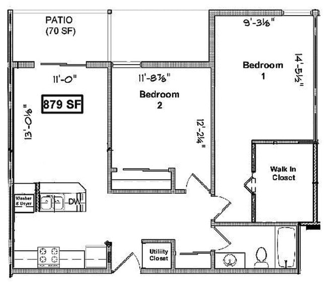 879 SF - 2BR/1 Bath - Oakcrest Condominiums
