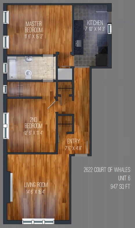 2 bed Floor Plan - Court at Wales