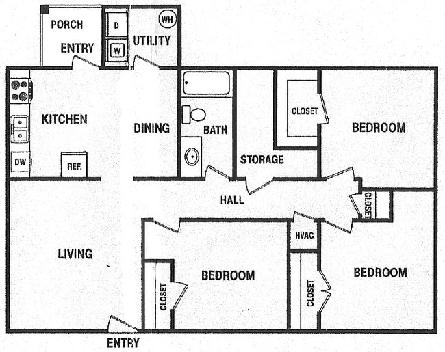 3BR/1BA - Oak Park & Gulf Grove Apartments