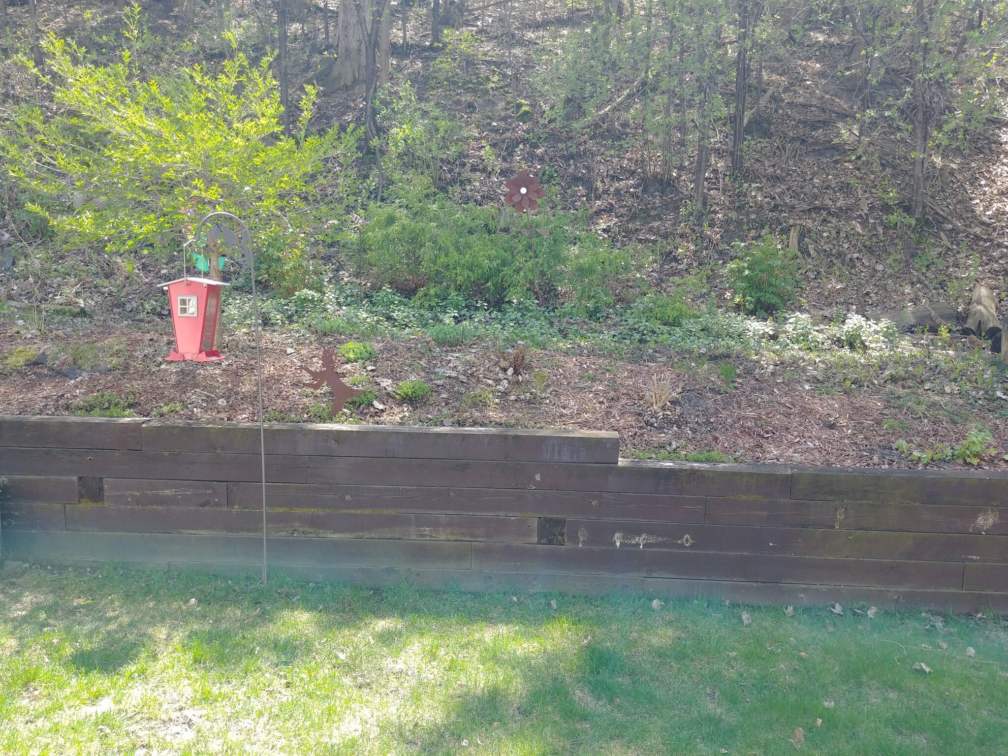 Back yard patio area. Hillside nature view - 92 Logan Ave W