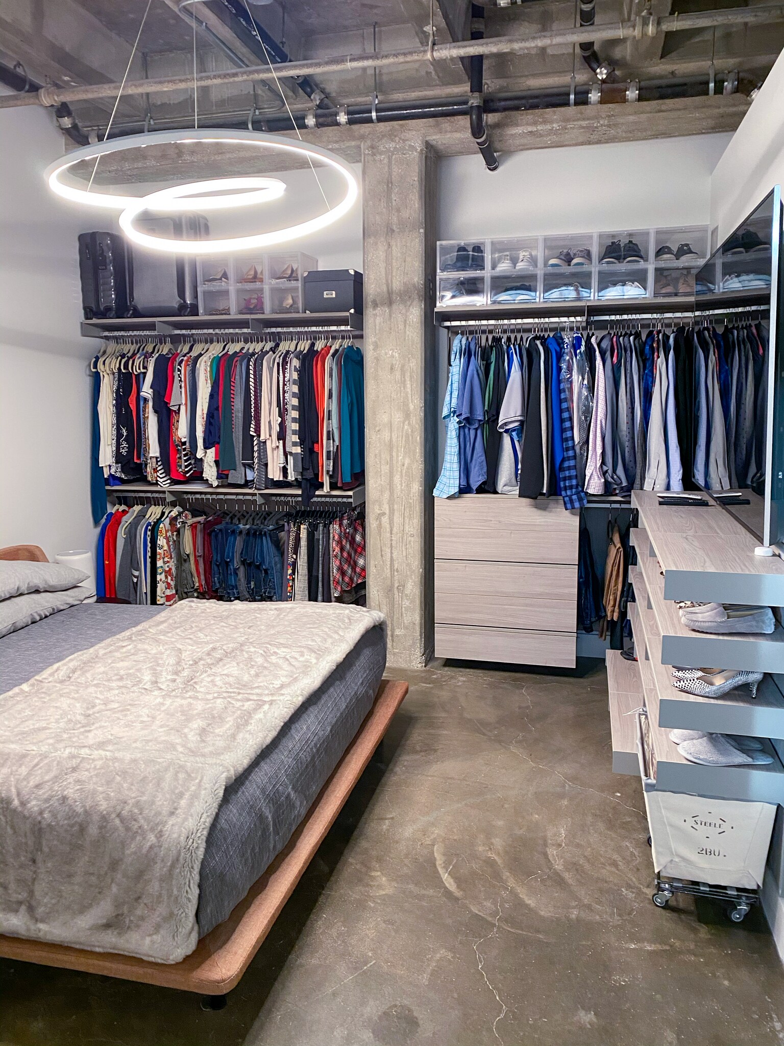 Bedroom shown with king size bed and custom closets - 1819 Baltimore Ave