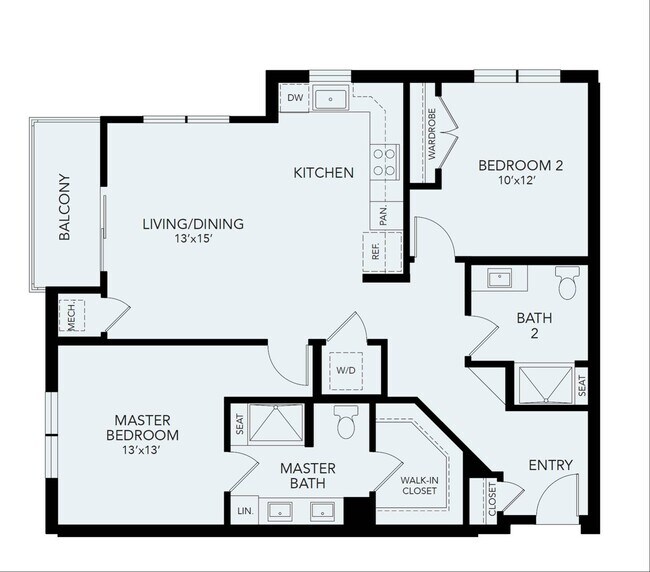 B3 | 2 bed 2 bath | 1180 sq ft - Avenida Watermarq