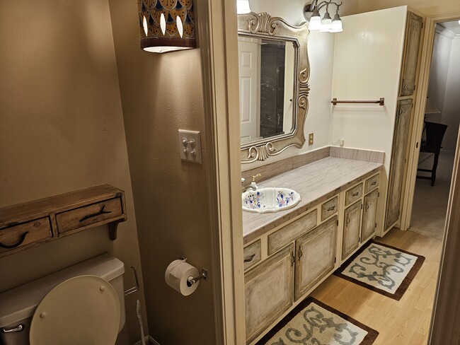 Exquisite artistry displayed throughout... even in the upstairs jack'n'jill bathroom (rugs included) - 416 Doucet Rd