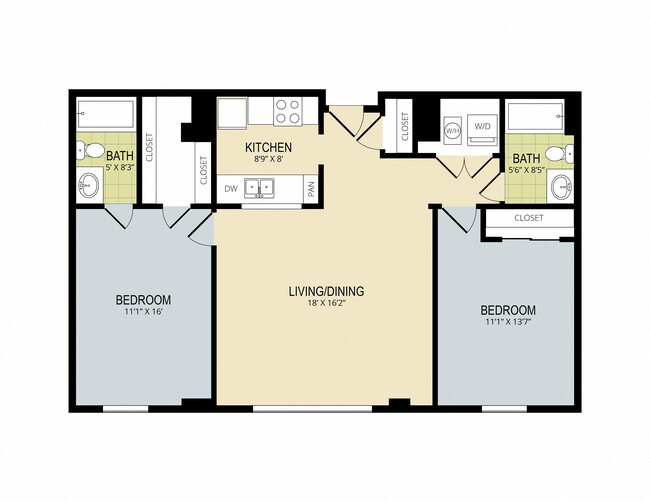 2 BR 2BA 1058 sqft - The Redwood Apartments