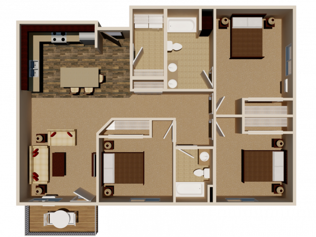 Floorplan - Rivers Bend Apartment Homes