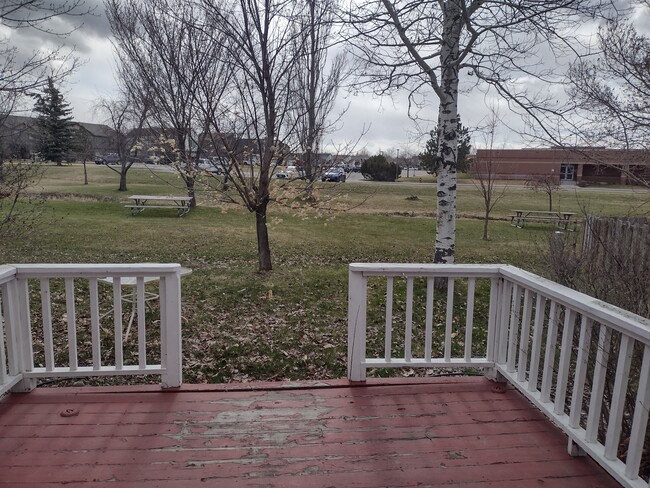 Backyard view of park and elementary school from one of the decks - 1005 Woodland Dr