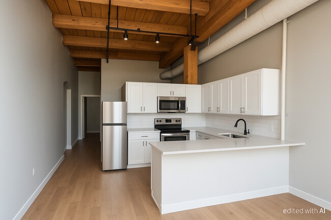 #304 - renovated view from living room - Shorehaus Lofts