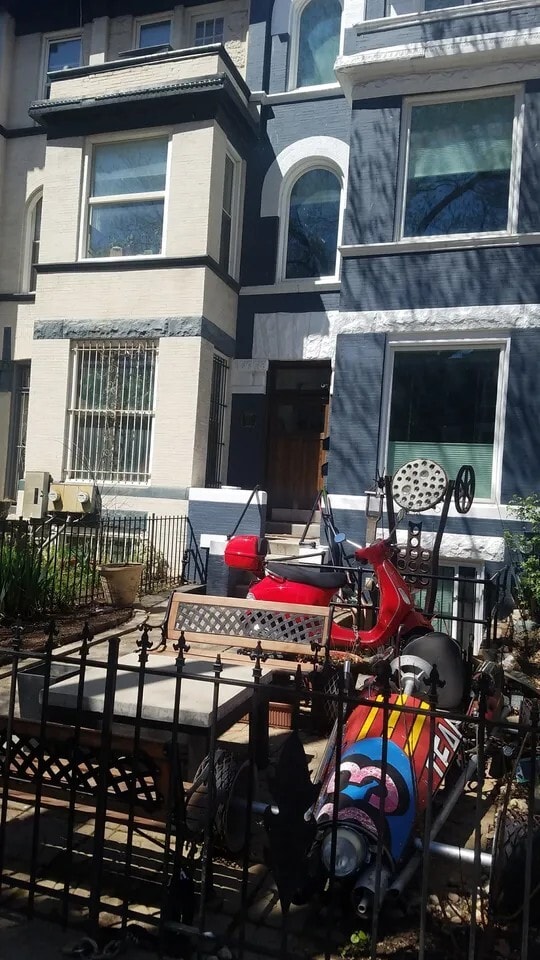 Exterior patio of apartment, comes with bench and table furnishings - 1317 Irving St NW